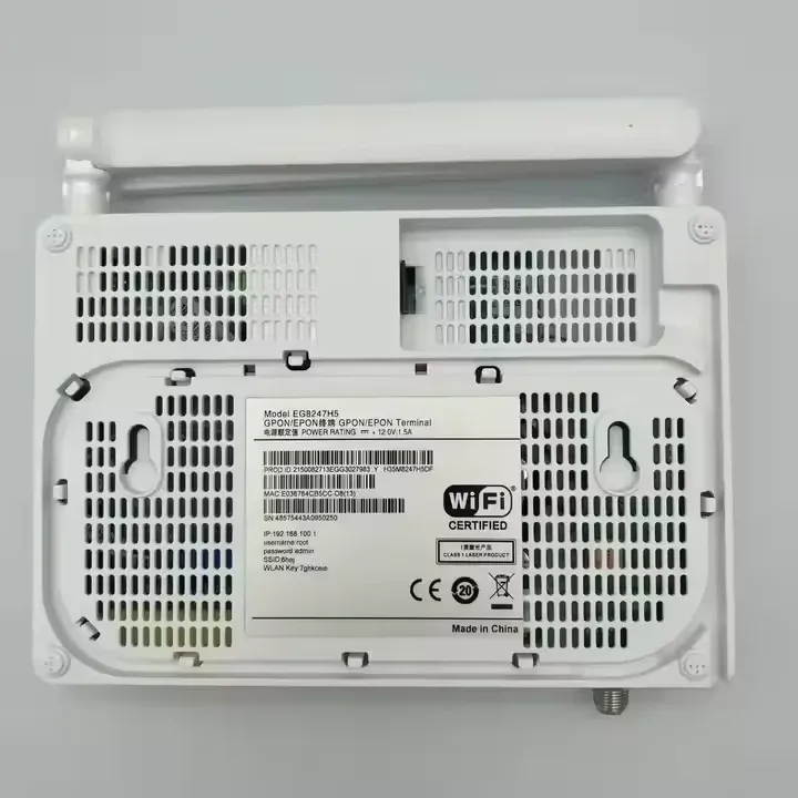 Wholesale Price Shunou EG8247H5 English Version ONU 2POTS+4GE+CATV+2.4G Wi-Fi+1USB XPON GPON EPON Fiber Optic Equipment White 1-boxintelecom