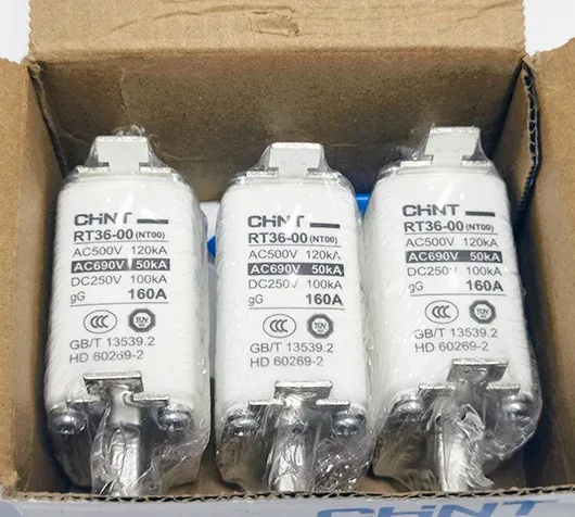 RT36-00 NT00 160A Knife Contact Fuse 690V AC High Breaking Capacity Industrial Fuse Protec