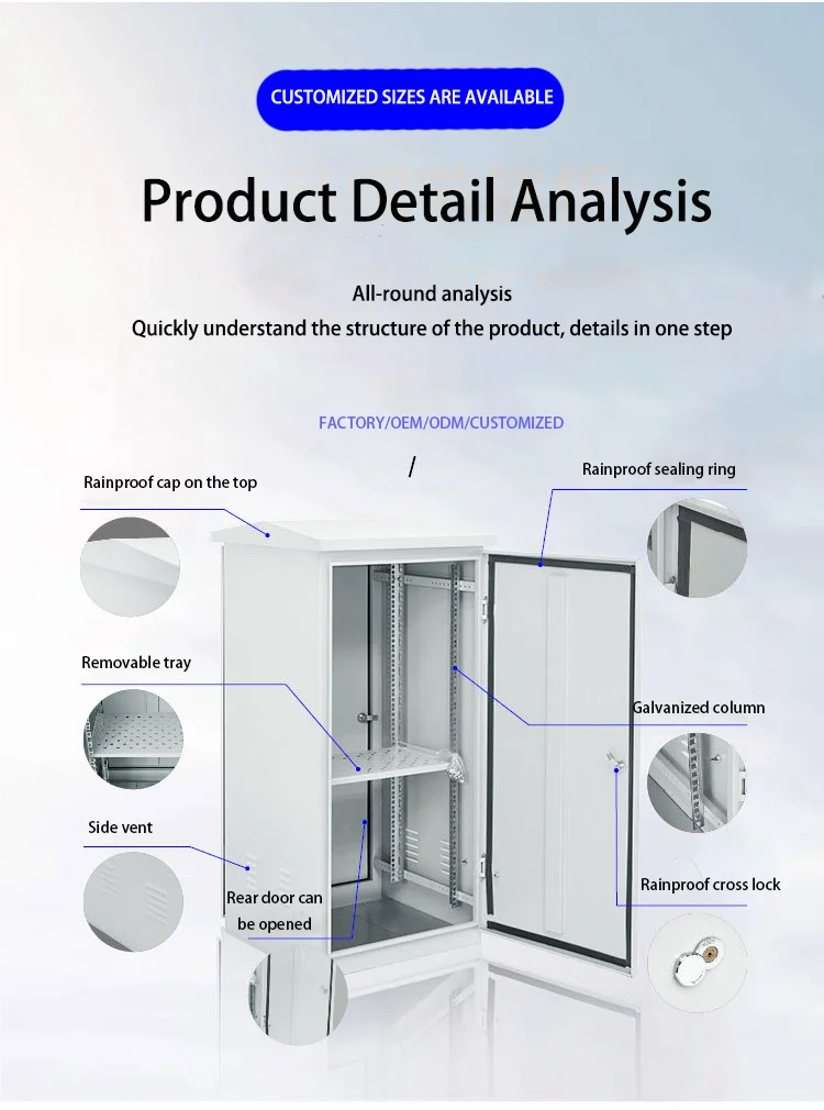 22U Outdoor Electronics Instrument Enclosure Factory-Produced IP55 Stainless Steel Galvanized Steel Aluminum Alloy Rain-boxintelecom