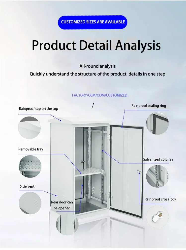 22U Outdoor Electronics Instrument Enclosure Factory-Produced IP55 Stainless Steel Galvanized Steel Aluminum Alloy Rain-boxintelecom