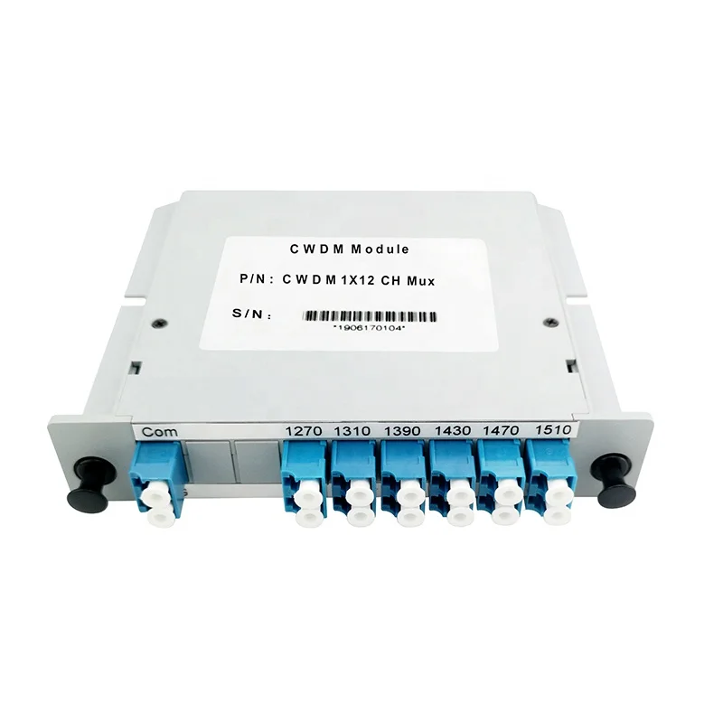 Fiber Optic Equipment Plastic 12CH MUX 1260-1620nm Fiber CWDM Cassette Module with LC UPC Adaptor-boxintelecom
