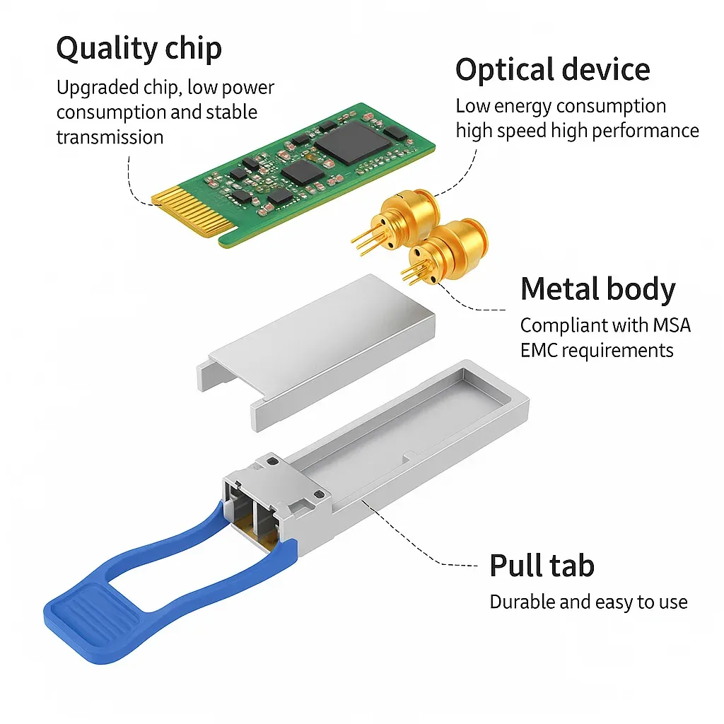 100G QSFP28 LR4 Fiber Optic Transceiver Module| FTTH| 10km LC| Compatible with for for Jun