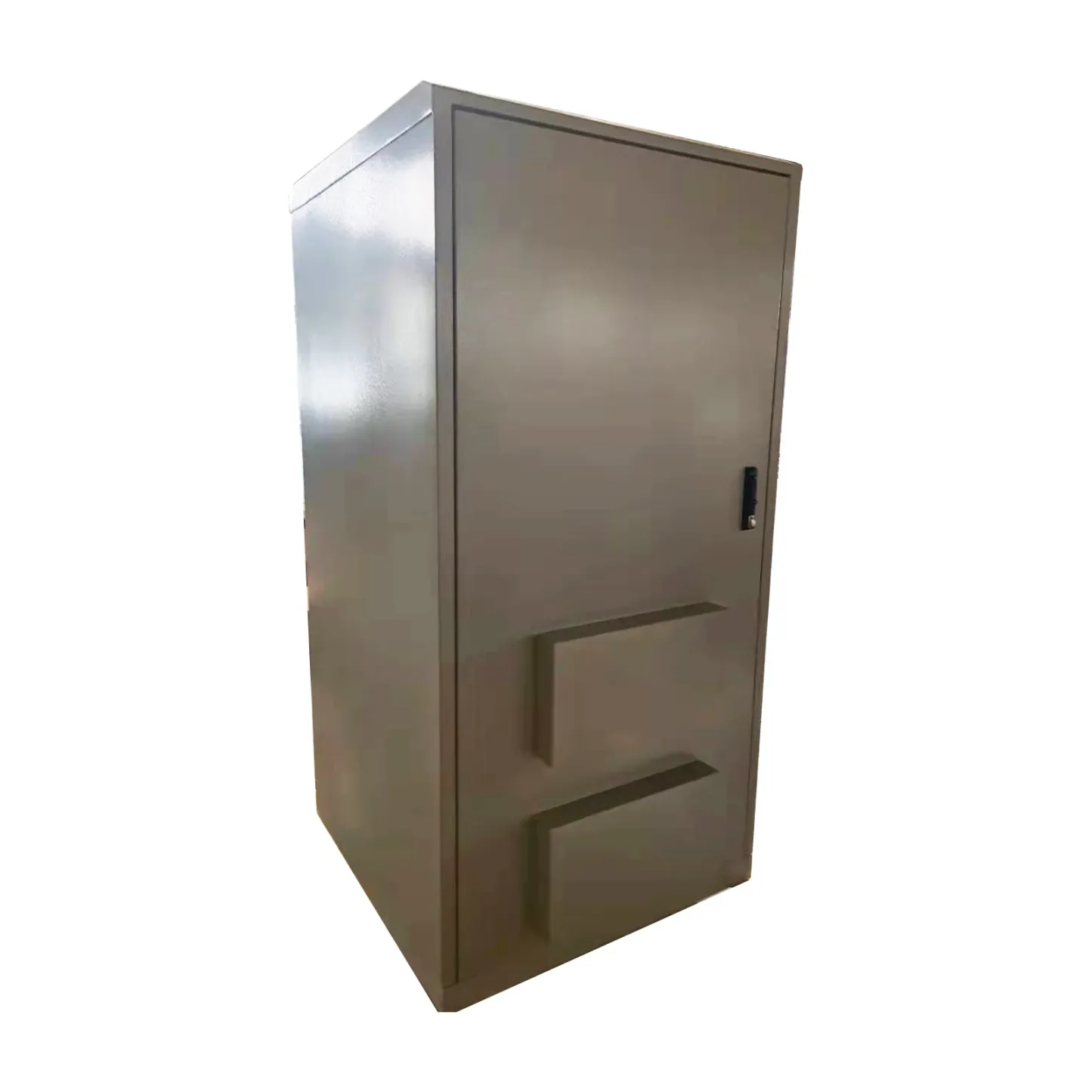 Aluminum Alloy Outdoor Telecom Cabinet with  Heat Exchanger Installed on the Door of 22 U 19 Inch Rack and 2-Story Battery Rack-boxintelecom
