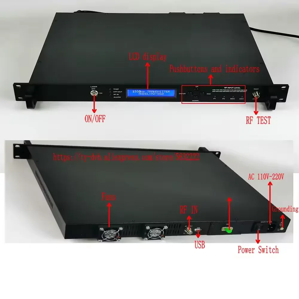 CATV 1310nm 1550nm WDN Network RF Input Fiber Optic Output 5DB 7DB 10DB 13DB FTTH RF to Fiber Optic Transmitter-boxintelecom
