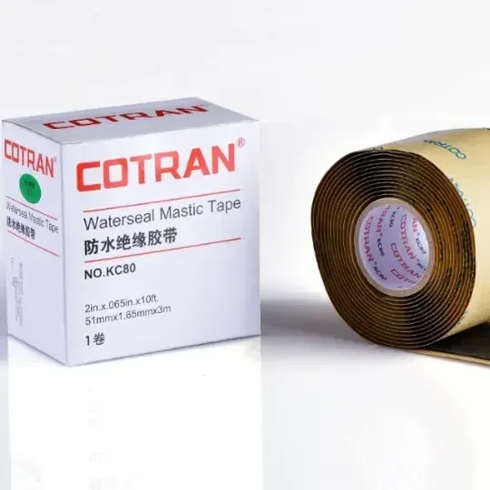Cotran KC80 Butyl Rubber Black 1m High Voltage 1kV Waterproof Insulation Tape with 1.16Mpa