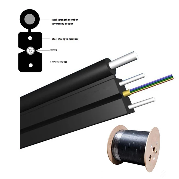 GJXH GJXCH 1,2,4,6,8,12 Cores FTTH flat indoor/outdoor fiber optic cable Drop Cable