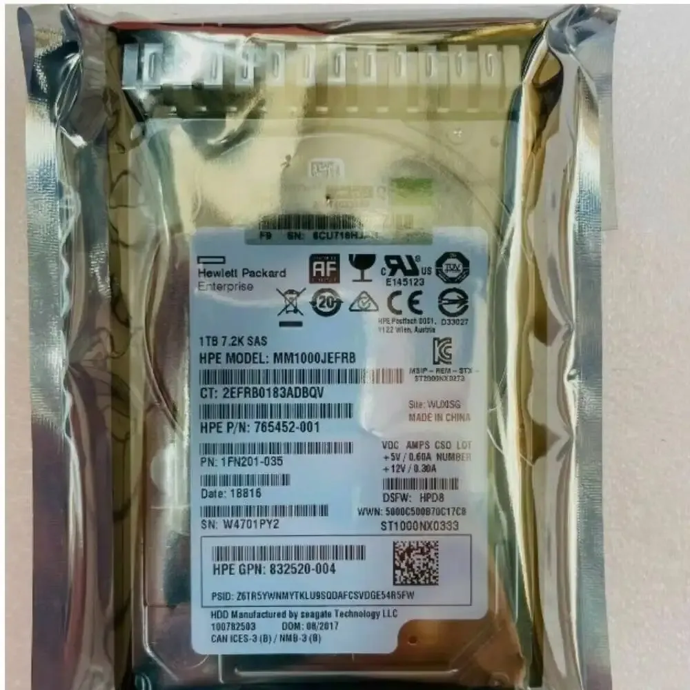 USED 832984-001 1TB 7200RPM 2.5in SAS-12G G9 G10 HDD for HPE Server