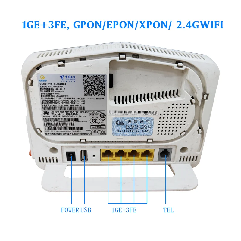 Used Chipsship Echolife HG8145C ONU Modem Fiber Optic Network Hua Wei WiFi Router with FTTH Support and 1 Year Warranty-boxintelecom