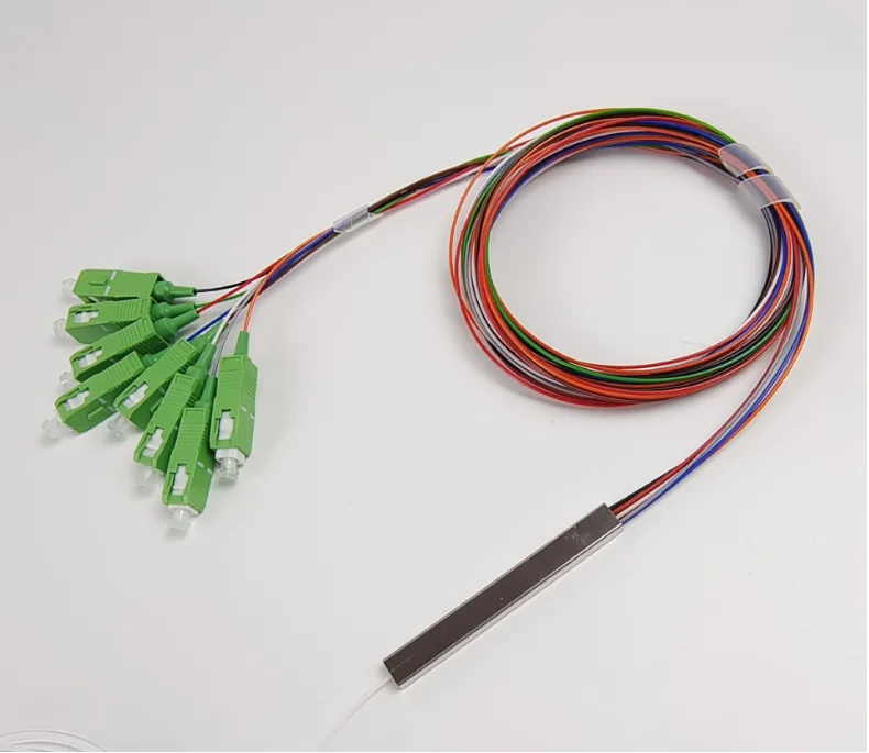 1x8 PLC Fiber Optic Splitter Mini Steel Tube SC/APC Broadcast Grade