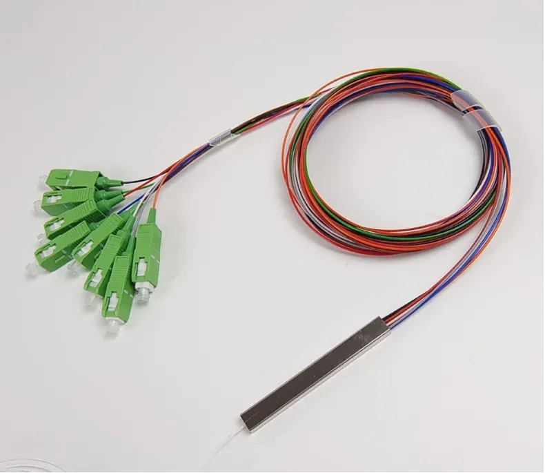 1x8 PLC Fiber Optic Splitter Mini Steel Tube SC/APC Broadcast Grade