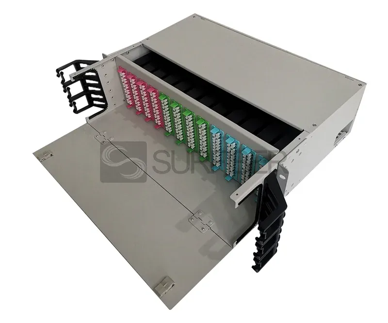 MPO Optical Fiber Patch Panel 4G/WiFi/GSM/GPRS Rack Mount Metal Cold Roll Steel Sliding 28