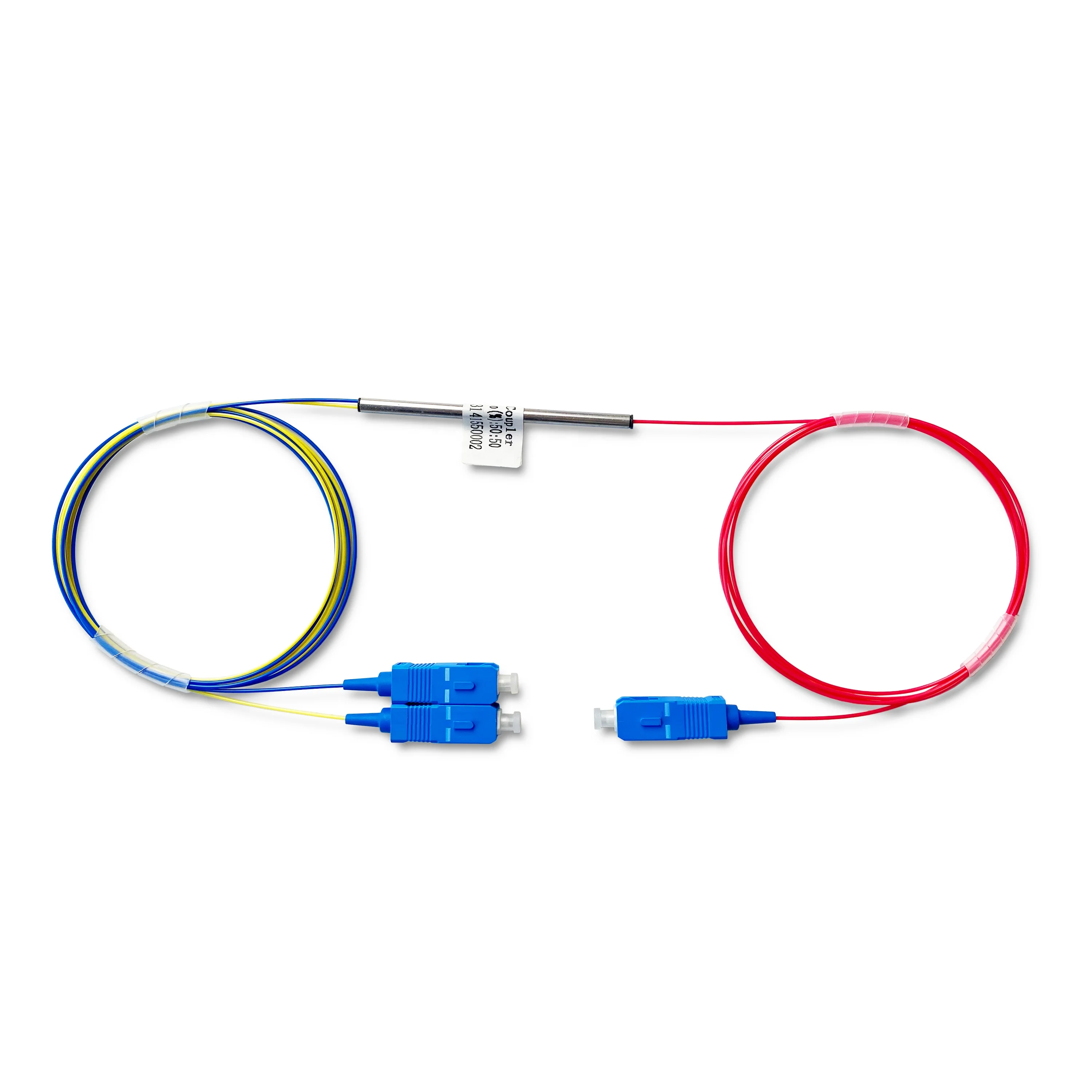 Three Window Coupler Optical Fiber Fbt Coupler with SCUPC Connector 0%~100% Any Ratio 1x2 Steel Tube Type Single Mode Fusion-boxintelecom