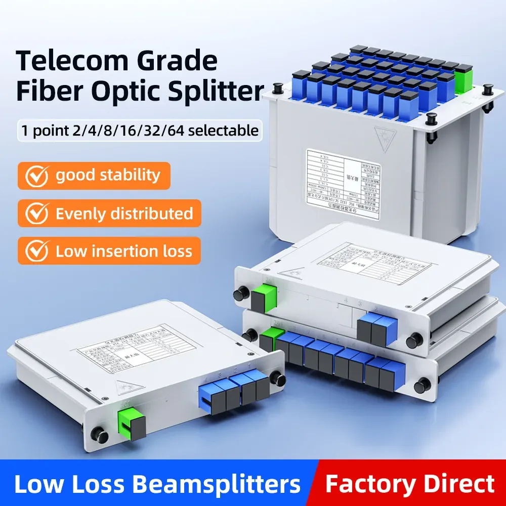 1X2 to 1X16 PLC Optical Fiber Spliter for FTTH WiFi 1310nm Wavelength Used in Outdoor 4G N