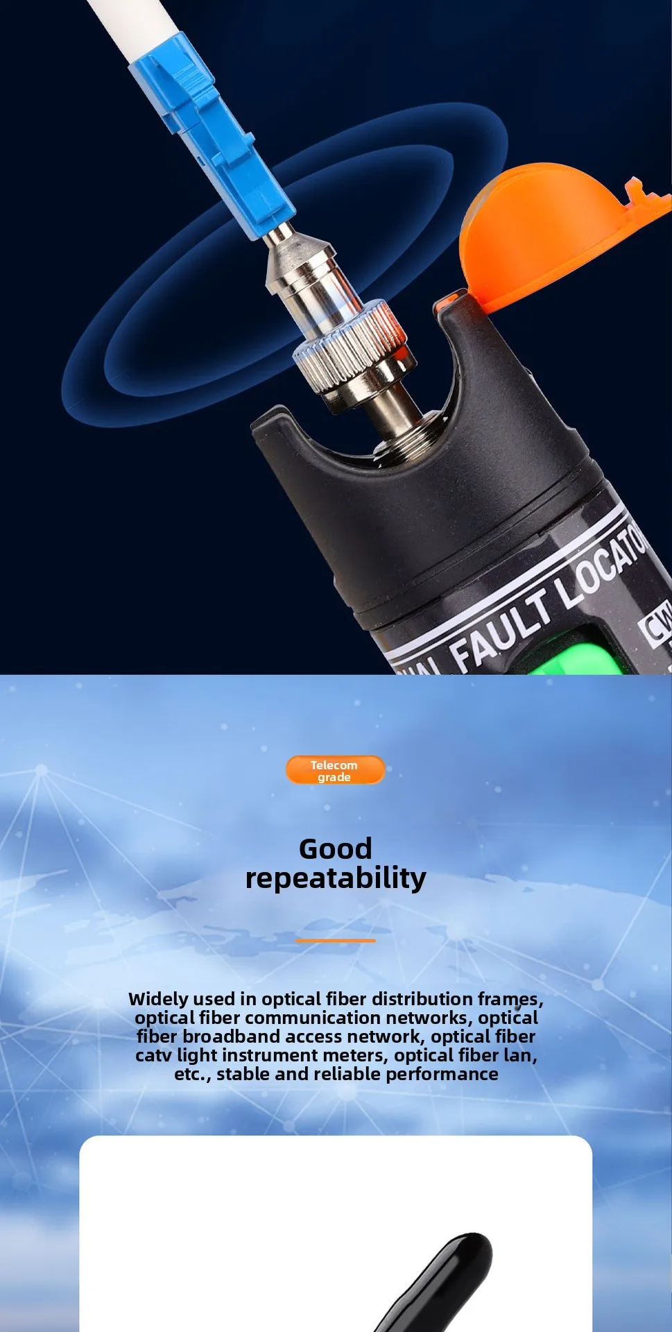 Surfiber Optical Power Meter Adapter Pen with Fiber Optic Red Light FC Male to 1.25 Female Pigtail Converter for FTTH Use