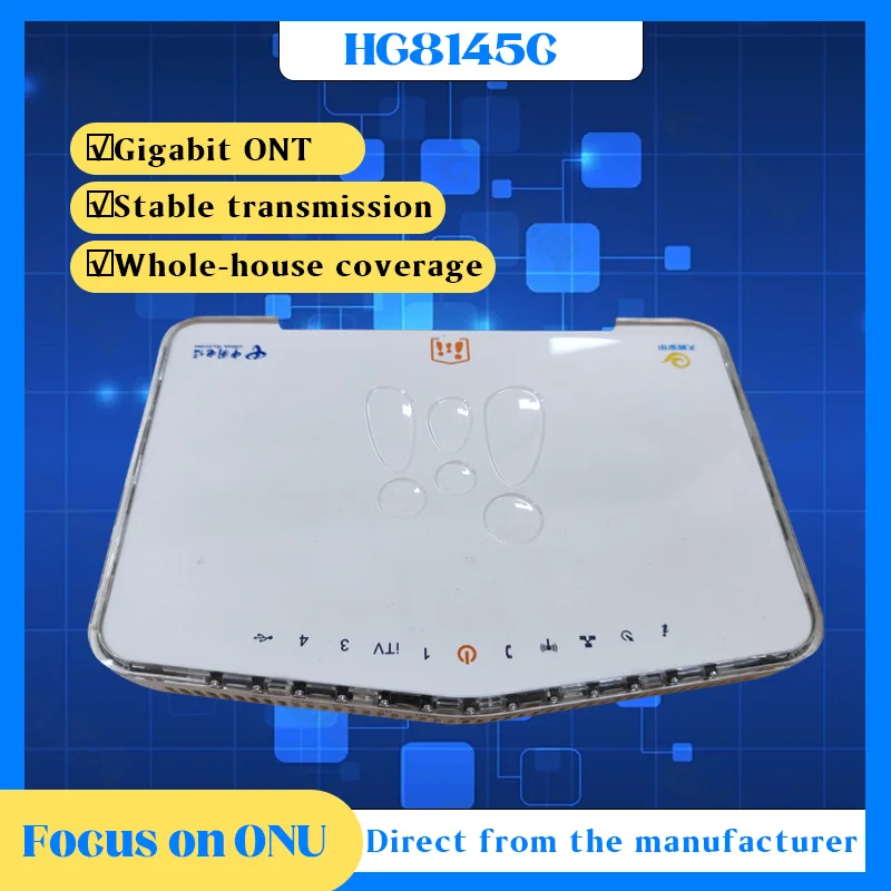 Used Chipsship Echolife HG8145C ONU Modem Fiber Optic Network Hua Wei WiFi Router with FTTH Support and 1 Year Warranty-boxintelecom