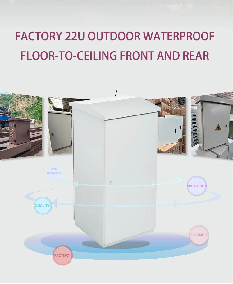 22U Outdoor Electronics Instrument Enclosure Factory-Produced IP55 Stainless Steel Galvanized Steel Aluminum Alloy Rain-boxintelecom