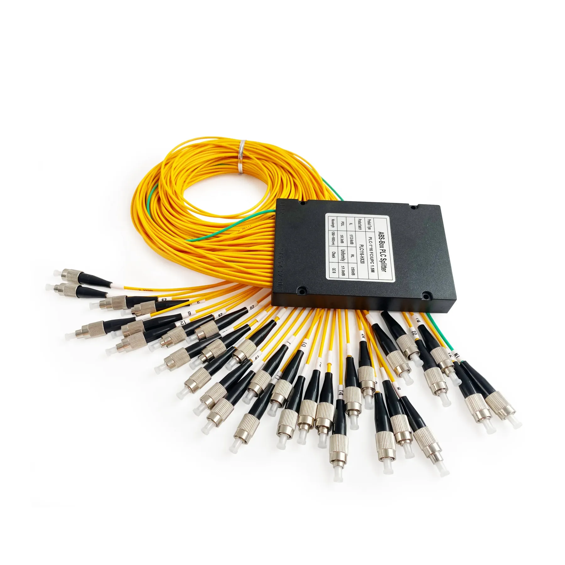 FTTH  1*16 1*32  ABS Box Type PLC Splitter with FC/UPC Connector 2.0mm/3.0mm G657A1-boxintelecom