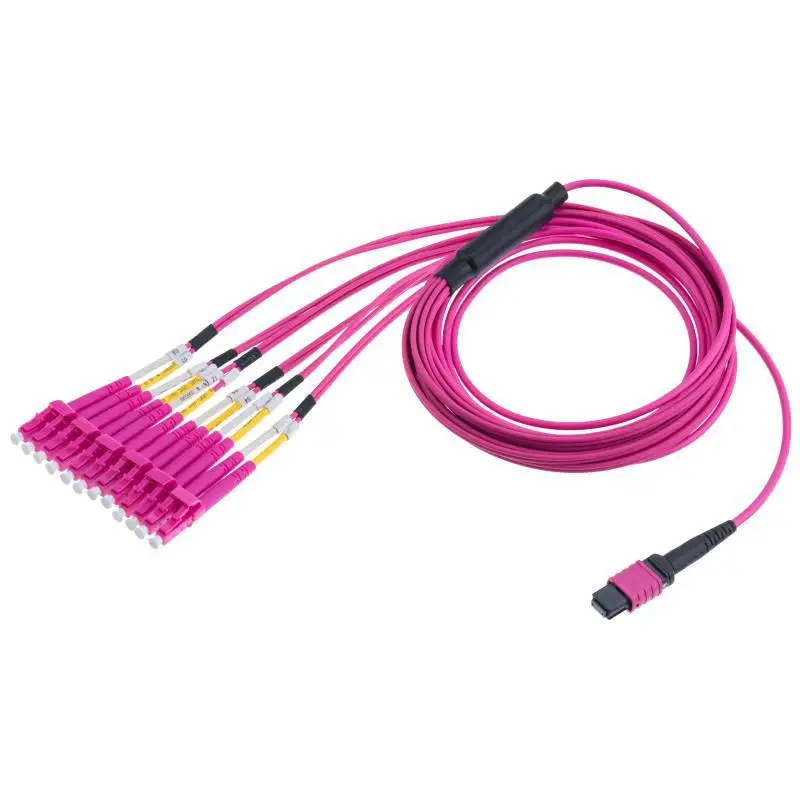 100G 12 Core OM4 MPO-LC Fiber Optic Patch Cable 3M - MTP Pre-Terminated Trunk Cable for Data Center and High-Speed Networks-boxintelecom