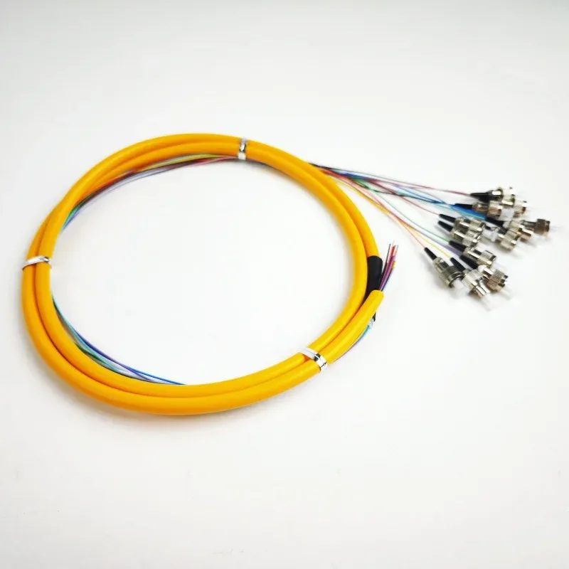 High Quality ST/UPC-12 CORE Pigtail Fiber Optic Patch Cord Cable Qingdao APT FTTH Factory 