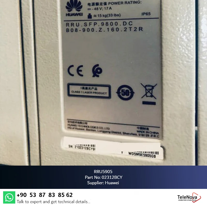 RRU5905 02312BCY 2T2R 160W B8 900MHz Telecom Parts Radio Remote Unit