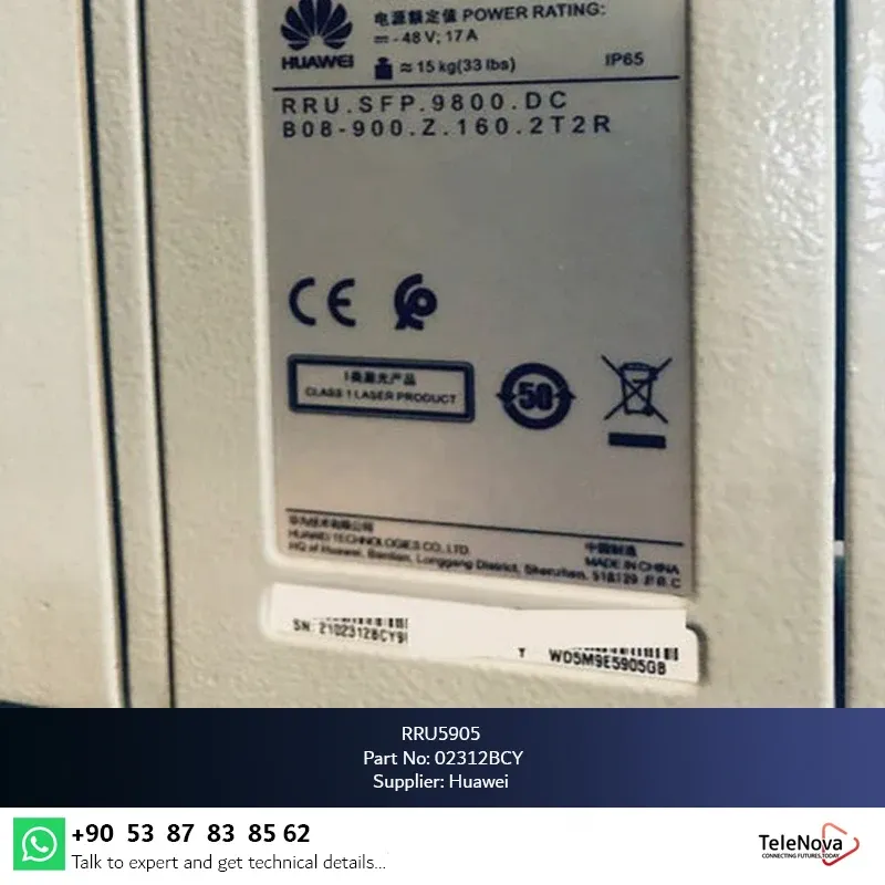 RRU5905 02312BCY 2T2R 160W B8 900MHz Telecom Parts Radio Remote Unit