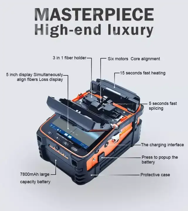 Original Optical Fiber Fusion Splicer Ai7 SC UPC Connector Type FTTH 5-Year Warranty SMF/BIF Ports AC 100-240V-boxintelecom