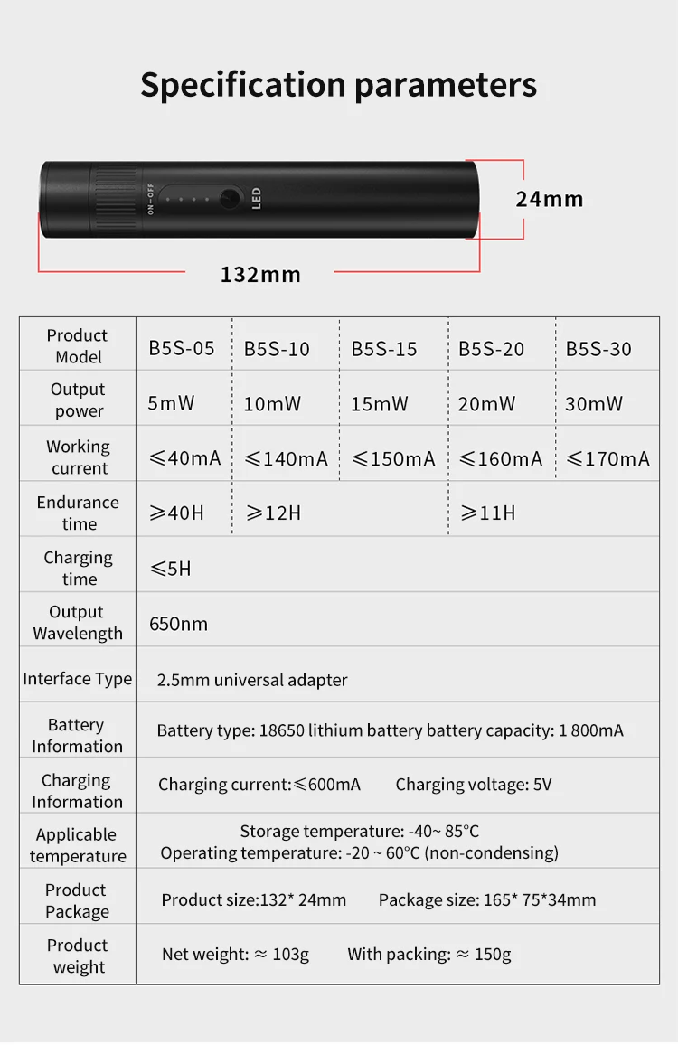 GUANGYAN VFL Fiber Optic B5S Metal Rotating Red Laser Pen Fiber Optic Visual Fault Locator