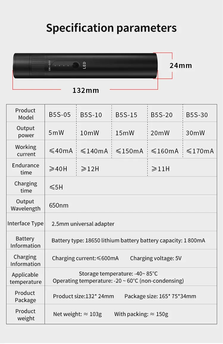 GUANGYAN VFL Fiber Optic B5S Metal Rotating Red Laser Pen Fiber Optic Visual Fault Locator