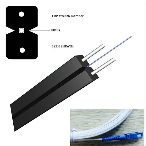 GJXH GJXCH 1,2,4,6,8,12 Cores FTTH flat indoor/outdoor fiber optic cable Drop Cable