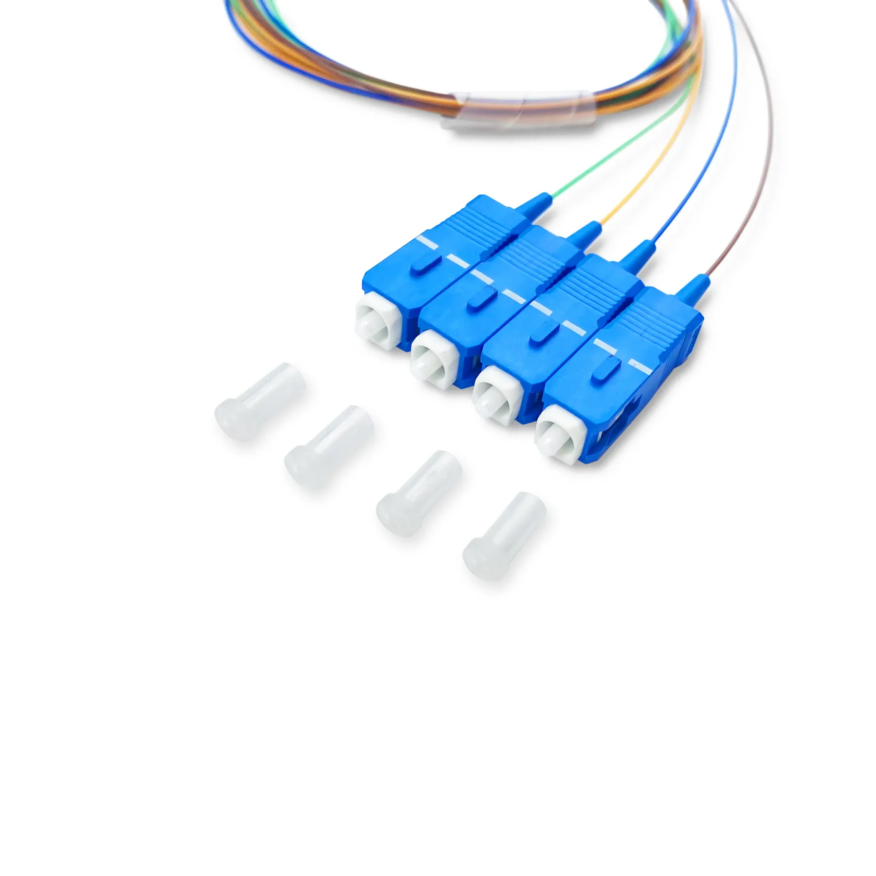 Mini Type FTTH 1*4 Fiber PLC Splitter Low Insertion Loss SC/UPC 1M 1.5M 2M  Module Type PL
