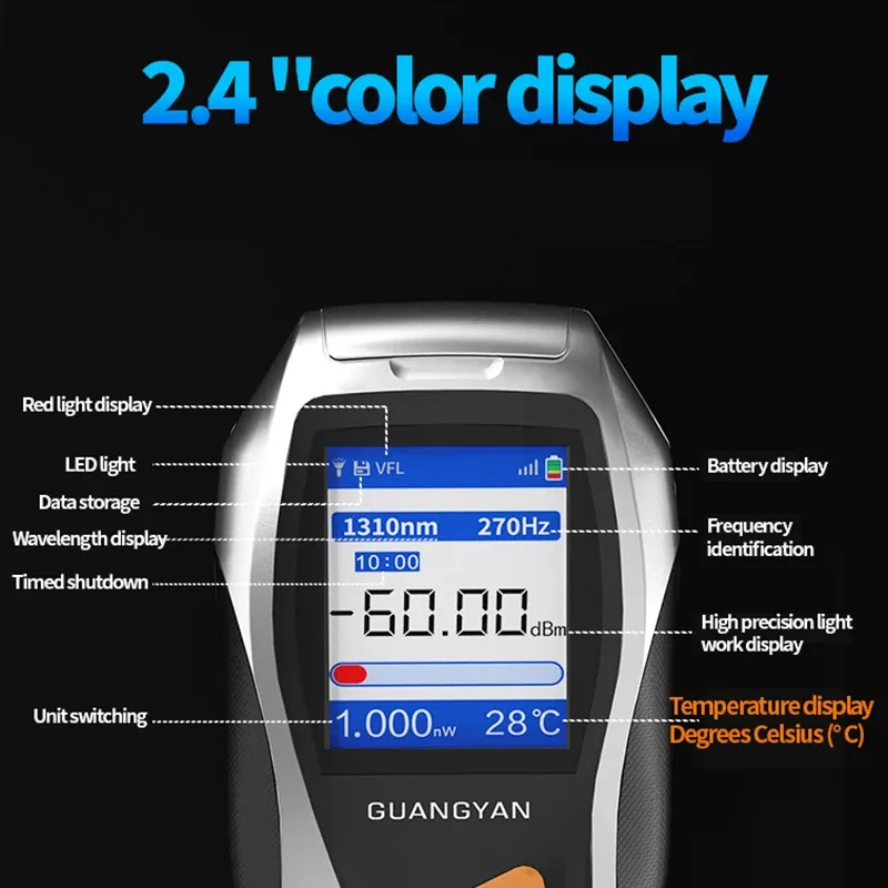 GUANGYAN Y9 Handheld 5 In1 Fiber Optical Power Meter VFL Multifunction Wavelengths All-in-