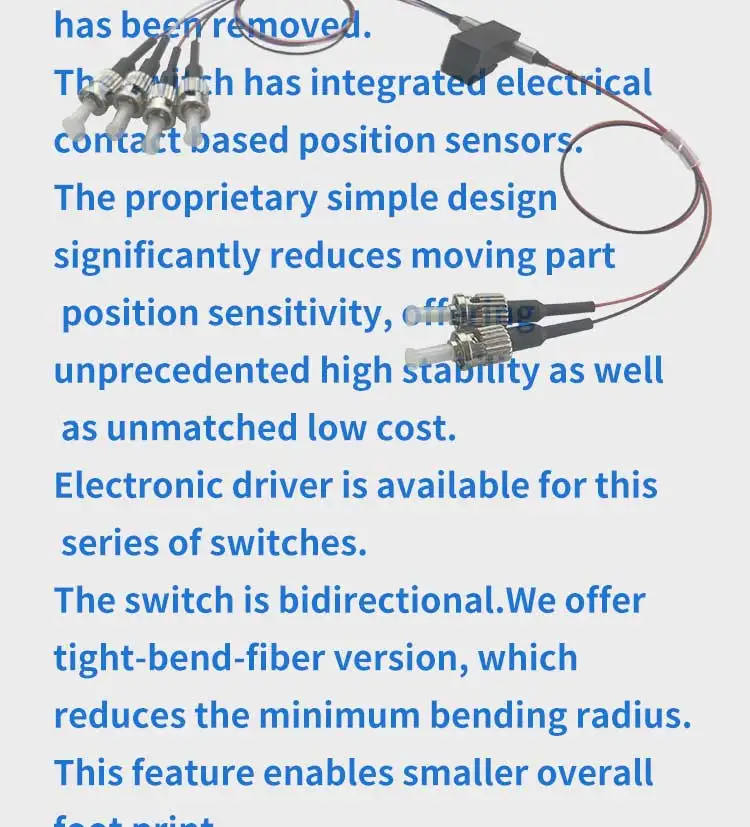 ZG TECH Dual 1x2 Singlemode Fiber Optic Switch 2x4 8 Ports 1310/1550nm Mechanical LC/SC/FC/ST Connectors FTTx Use 2 Years