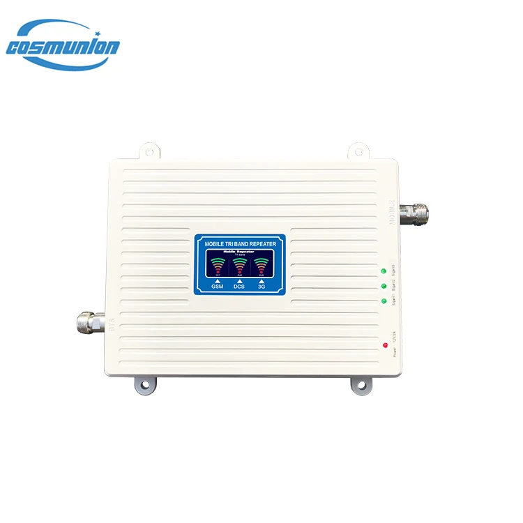 OEM intenligent GSM/PCS/WCDMA tri-frequency bands mobile signal booster amplifier with col