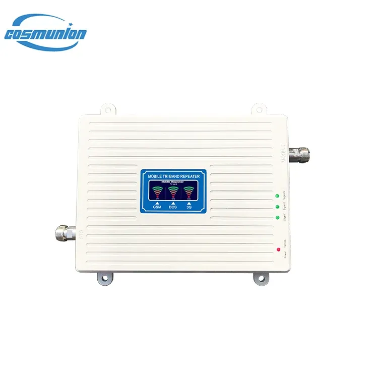 OEM intenligent GSM/PCS/WCDMA tri-frequency bands mobile signal booster amplifier with col