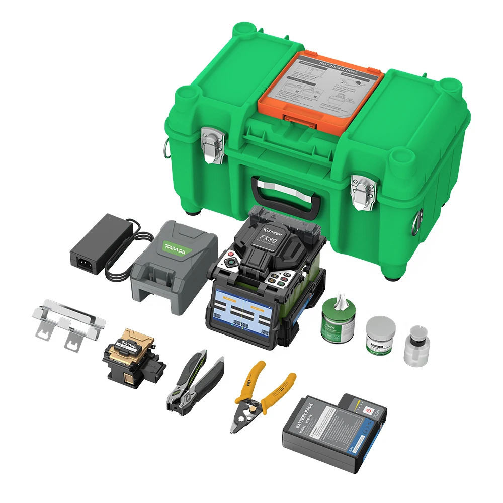 Original Komshine FX39 Trunk Fusion Splicer Six Motors Core to Core Alignment Spanish French Portuguese 9 Languages-boxintelecom