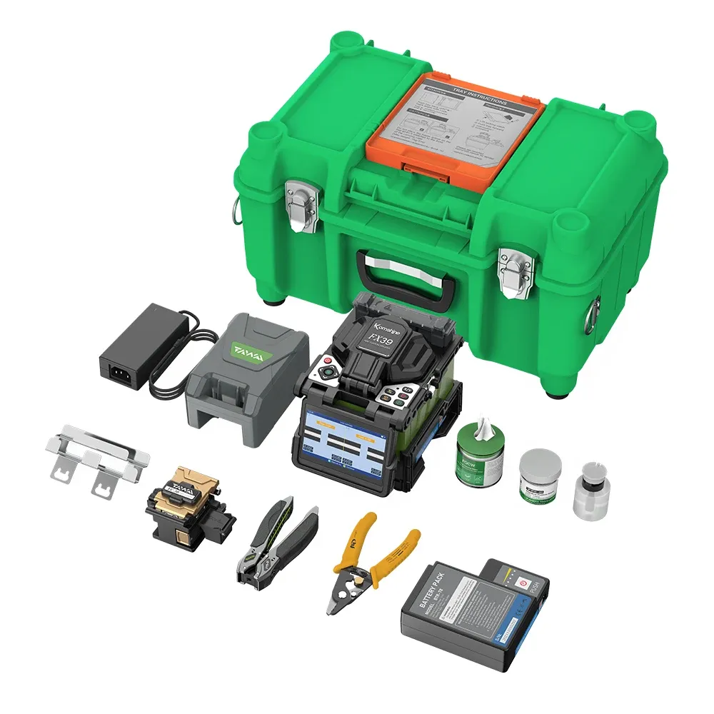 Original Komshine FX39 Trunk Fusion Splicer Six Motors Core to Core Alignment Spanish French Portuguese 9 Languages-boxintelecom