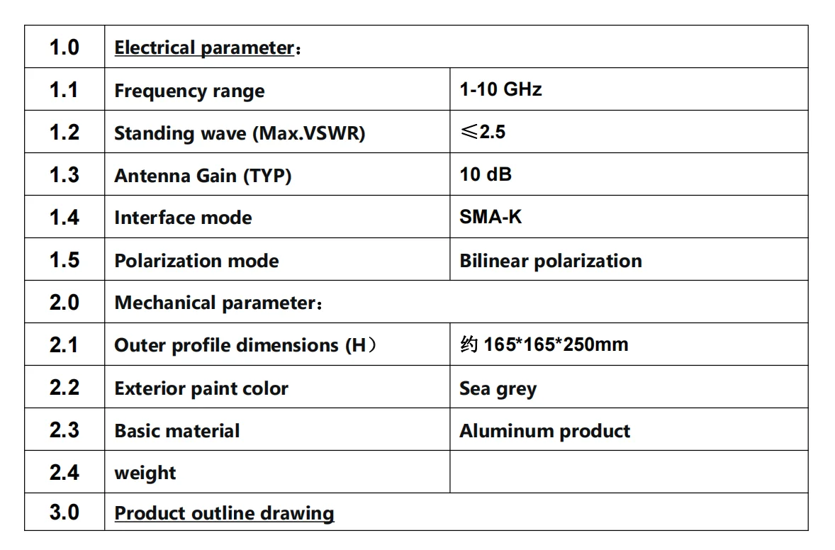 Factory custom single polarized horn antenna double polarized horn antenna frequency 0.6-320GHZ-boxintelecom