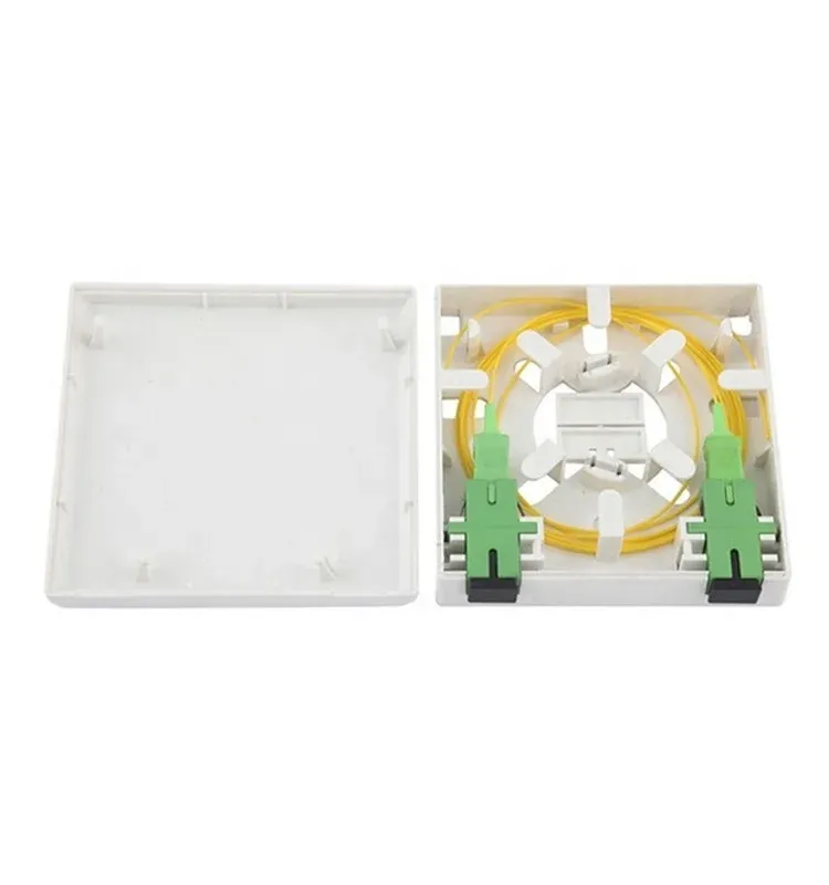 QD-APT Socket Fiber Ftth Box 2 Ports Desktop Wall Socket Terminal ABS Fiber Optic Junction