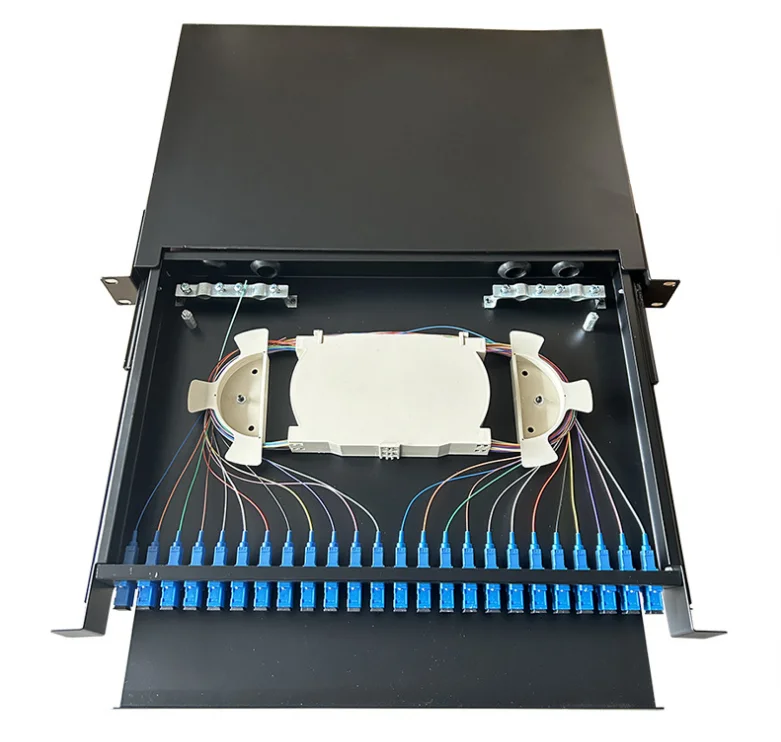 Rack Mount Fiber Optic Patch Panel 24/48 Core, Sliding Drawer ODF with SC LC ST Adapters,
