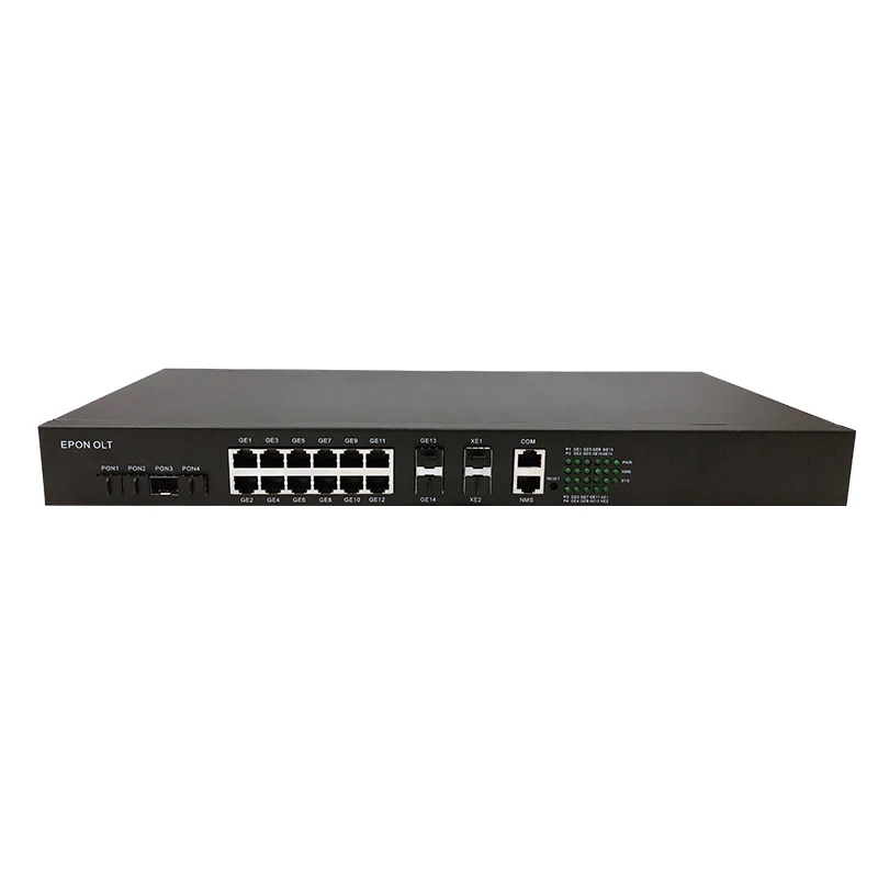 ZC-P1004E OLT 1U Height 4-Port EPON OLT 12*GE(RJ-45)+2*GE(SFP)+2*10GE(SFP+) Uplink Port-boxintelecom