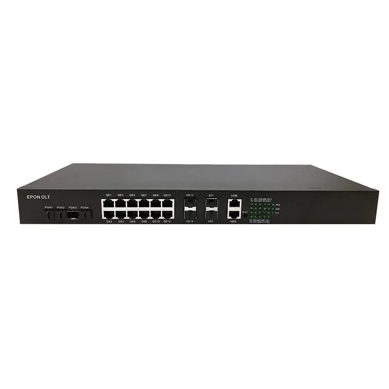 ZC-P1004E OLT 1U Height 4-Port EPON OLT 12*GE(RJ-45)+2*GE(SFP)+2*10GE(SFP+) Uplink Port-boxintelecom