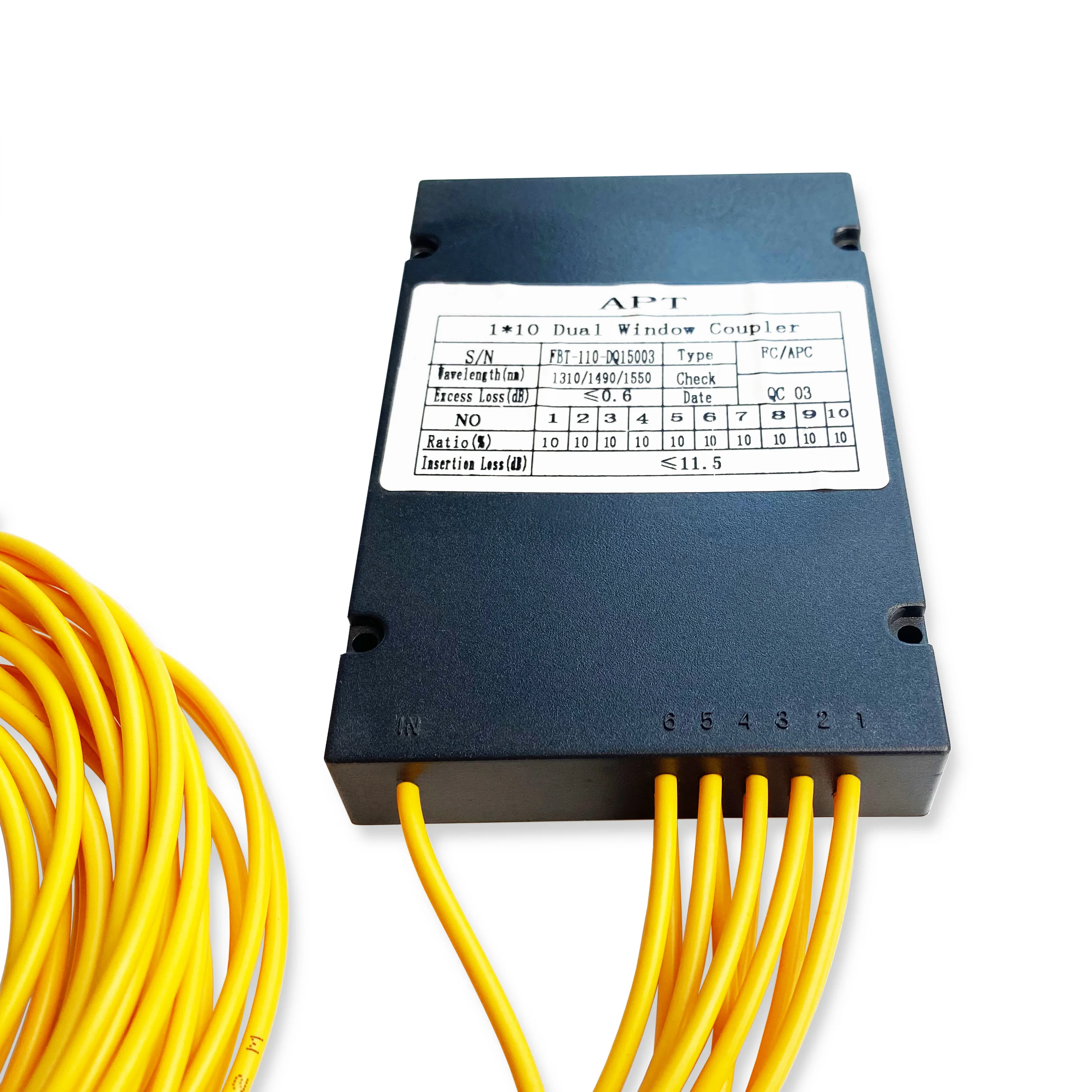 1*10 Fiber Optic Fbt with Connector FC/SC/APC/UPC in ABS Box