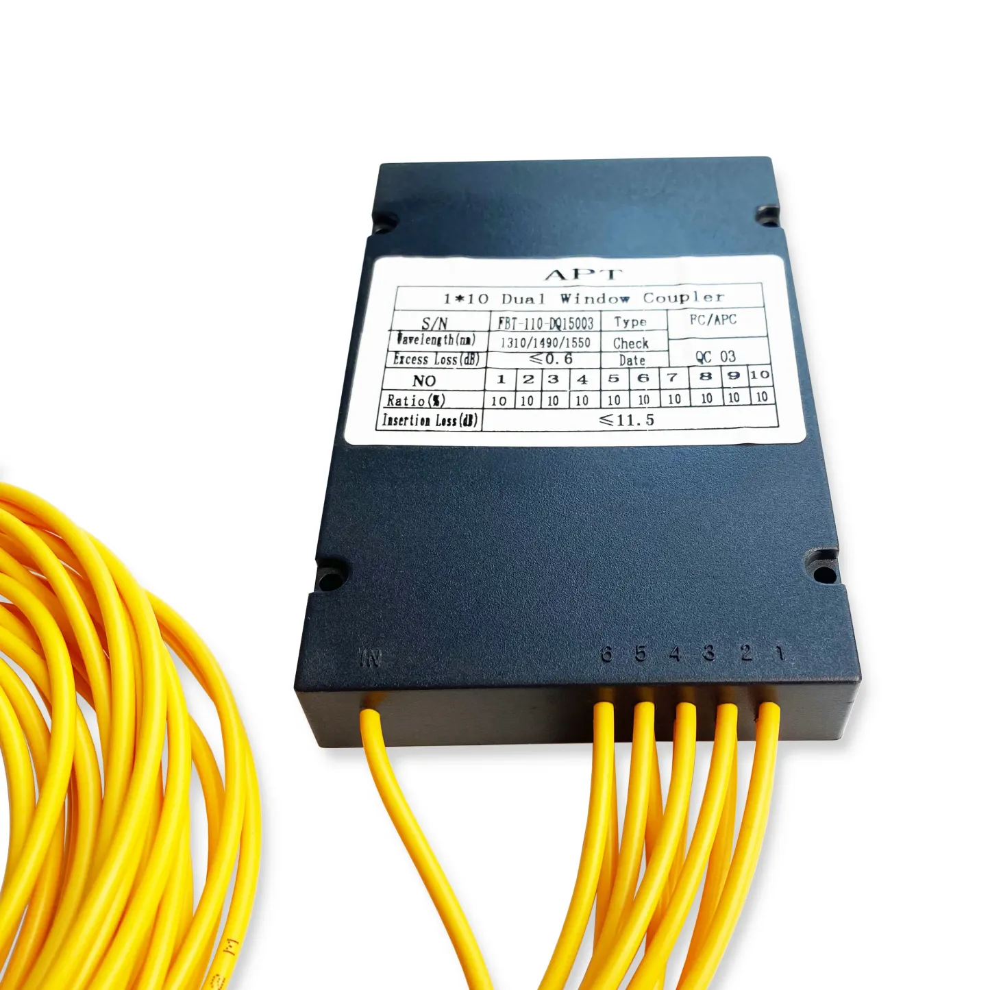 1*10 Fiber Optic Fbt with Connector FC/SC/APC/UPC in ABS Box