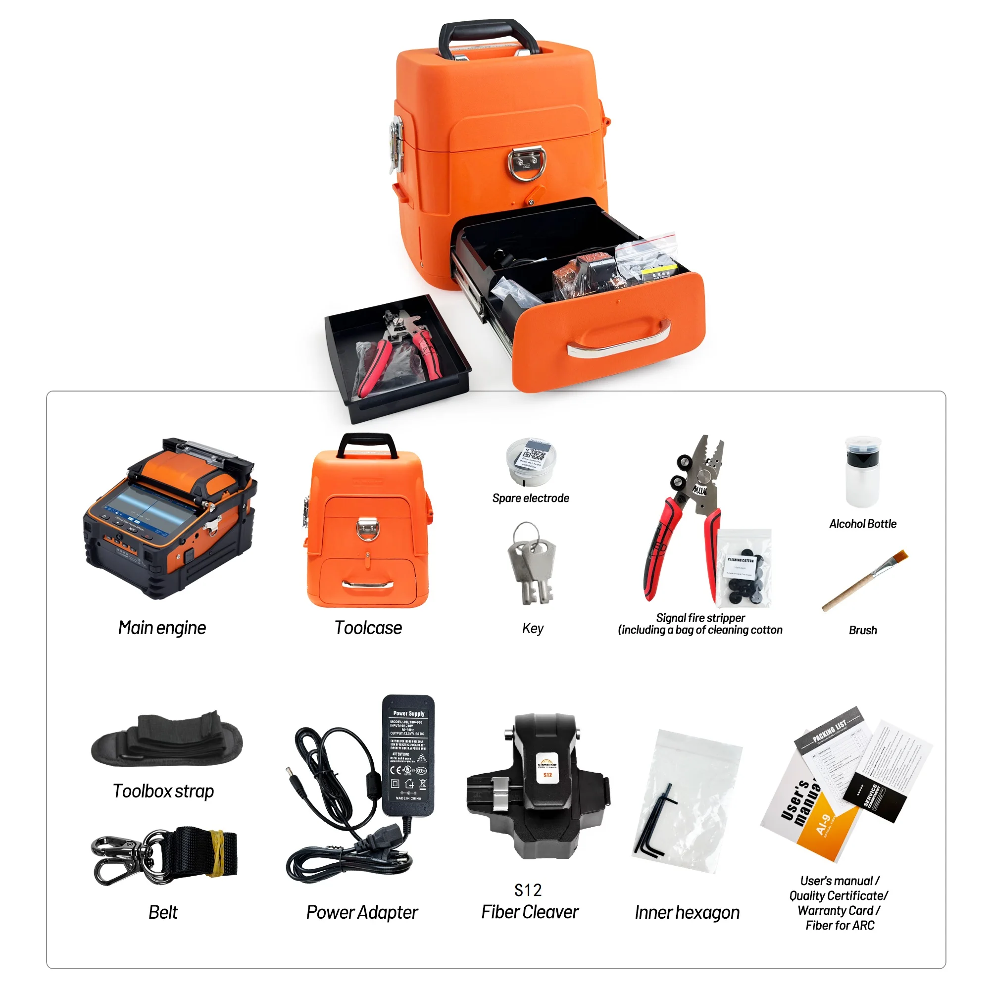 Fusion Splicing Machine Ai-9 Optical Fiber Equipment Automatic Core to Core 6 Motors Fusio