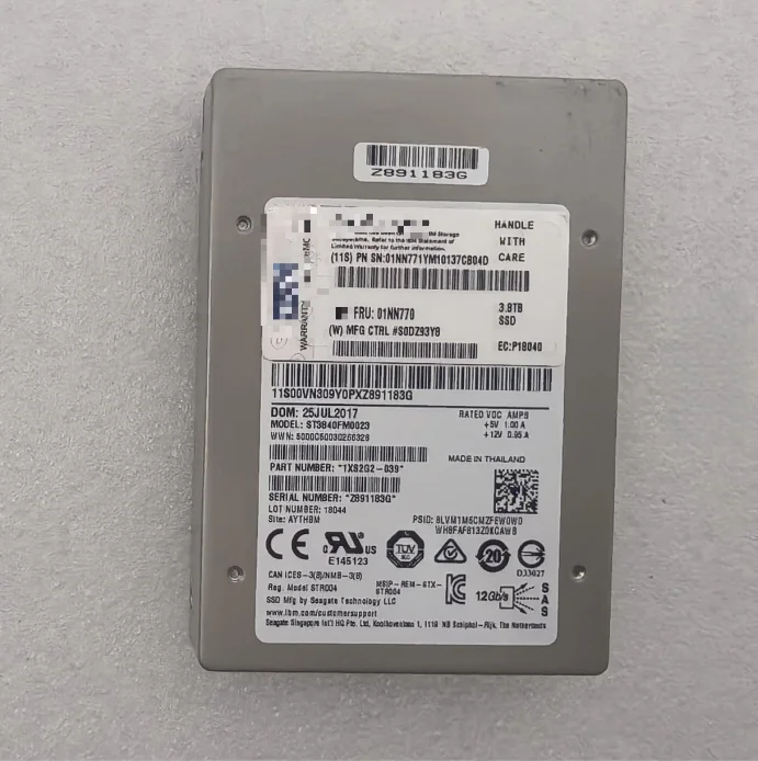 Server Specific Hard Drive 3.8TB SAS Model 01NN770/01NN771 with Original Bracket