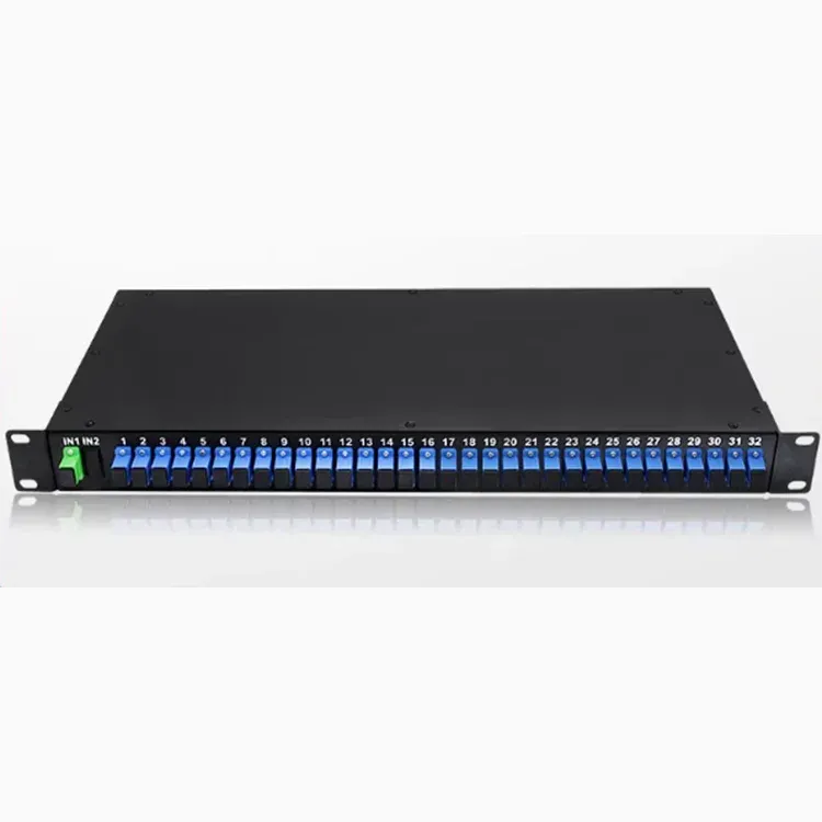 19 Inch 1U Rack-mount PLC Splitter SC/UPC 1x8 Telecom Grade Fiber Optic Splitter for FTTH 