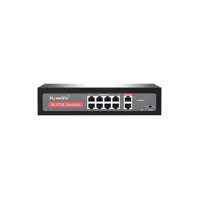 Free Sample Unmanaged 10x10/100M Network Port POE Switch with 1-8 Single Ports Supporting 