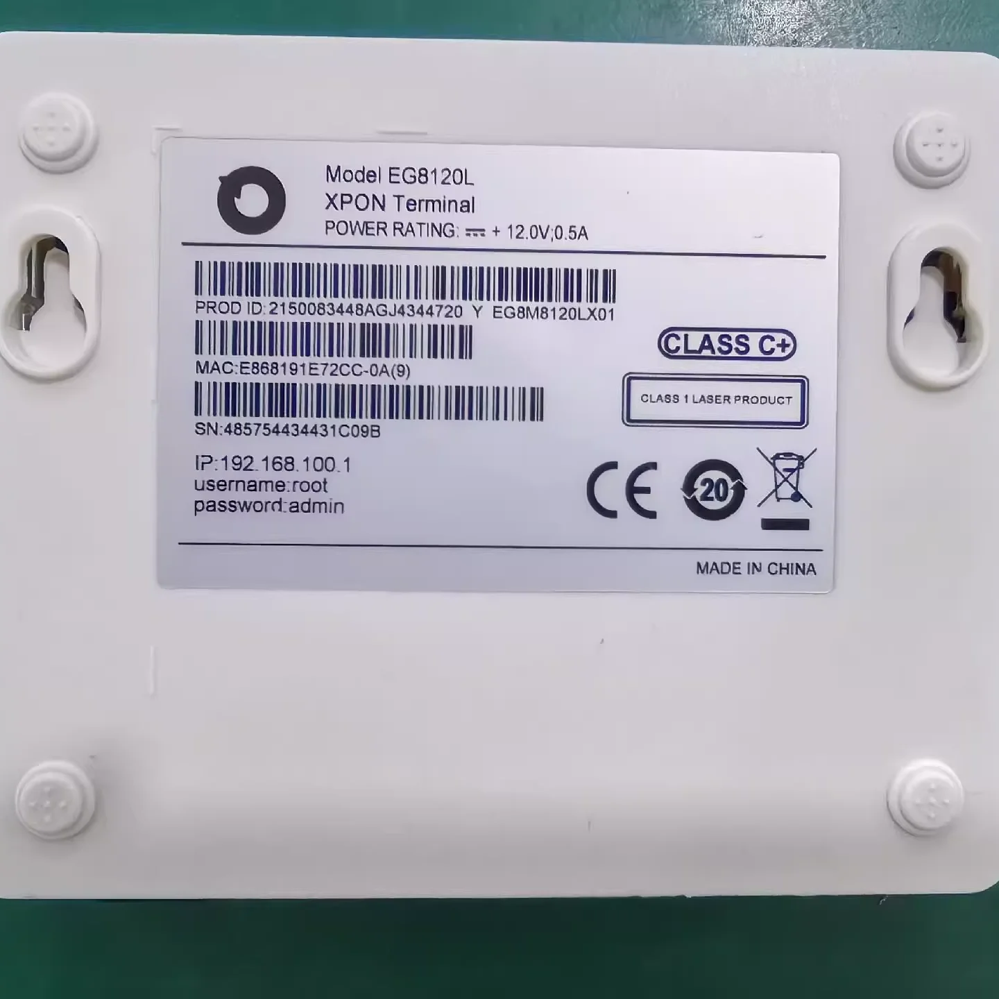 EG8120L FTTH GPON ONU ONT 1GE+1FE+1POTS SC UPC/APC Interface