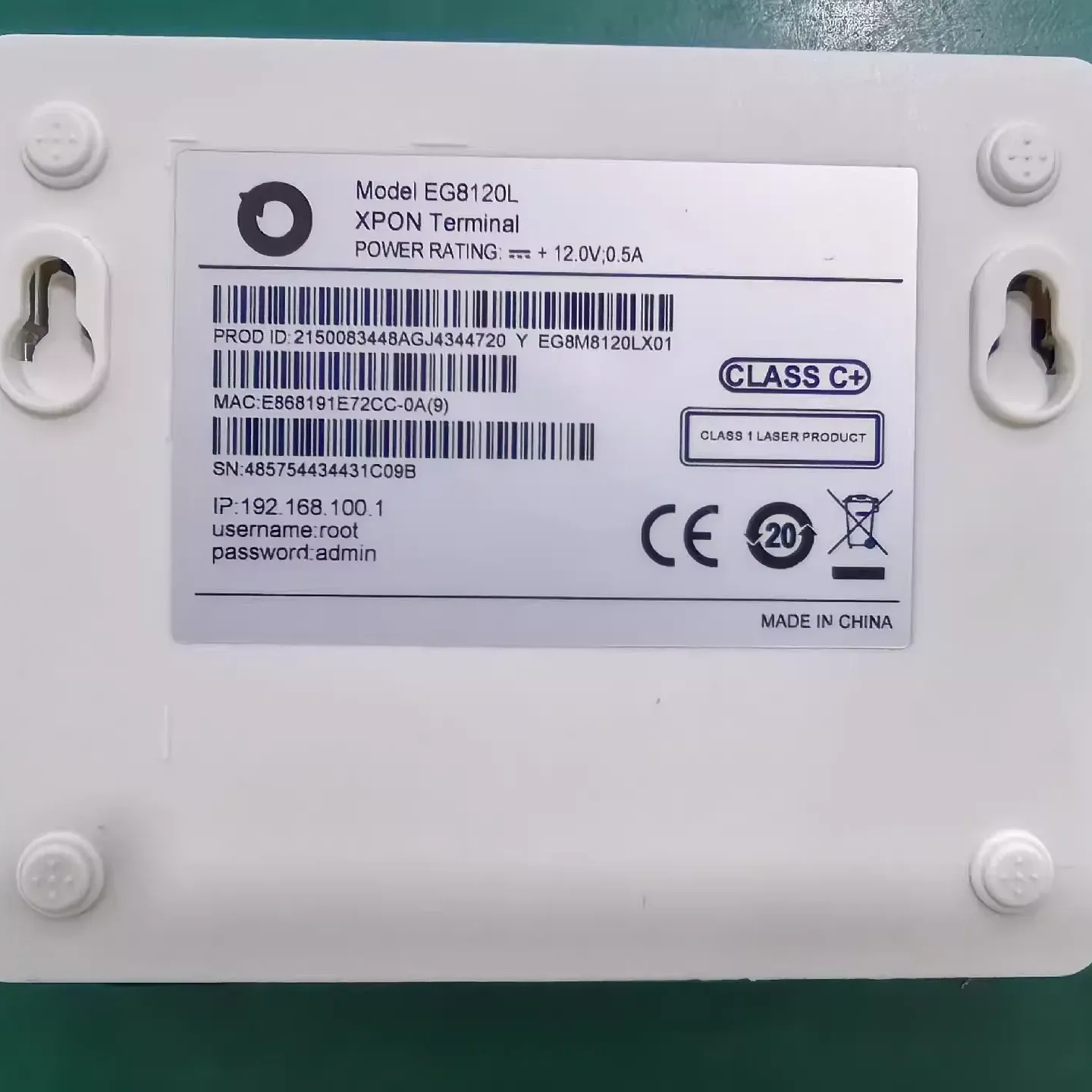 EG8120L FTTH GPON ONU ONT 1GE+1FE+1POTS SC UPC/APC Interface