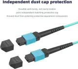 Premium MPO/MTP Patch Cord 16 Core OM3 Multimode Fiber Cable LSZH Low Loss IL0.35dB FTTH 4
